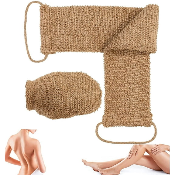 Back Scrubber for Shower, Back Exfoliator, Ramie Back Scrubber for Shower Natural Back Scrubber for Deep Cleaning, Reusable Natural Back Scrubber Bath Glove