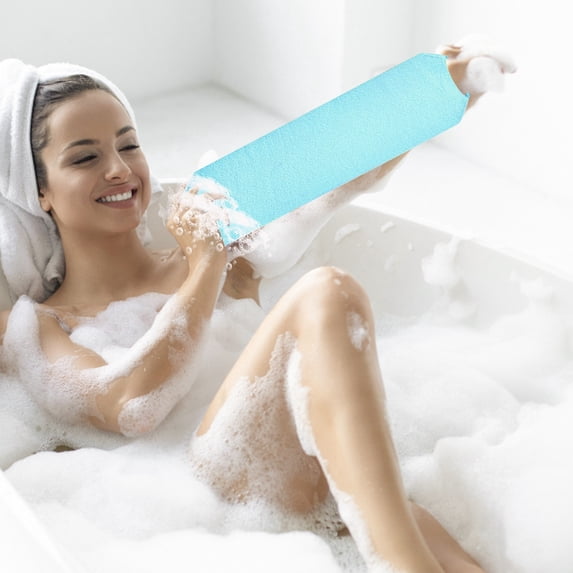 Back Scrubber for Shower - Exfoliating Bath Towel with Long Strap, Dual-Sided Nylon Washcloth for Deep Cleansing, Body Exfoliator & Skin Massage - Men & Women Bathroom Essentials