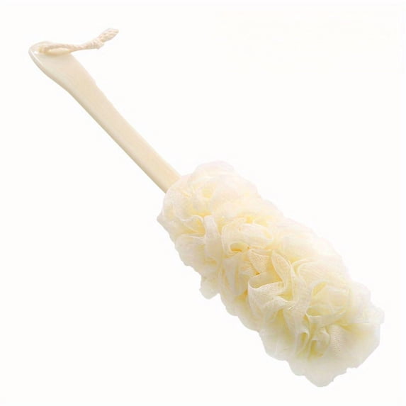 Back Scrubber for Shower, Loofah Long Handle Back Scrubber Shower Brush BodyExfoliating Sponge Soft Mesh Bath Brush with Hanging Rope Bathroom Accessories White