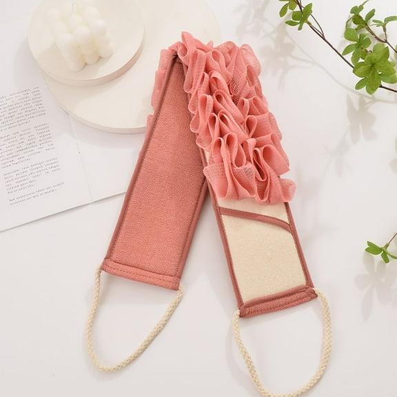 Back Scrubber Towel Double Sided Exfoliating Bath Strip, Rich Foam Body Cleaner with Massage Side for Deep Cleaning and Comfortable Skin Care, Bath Towel Strap for Shower Use