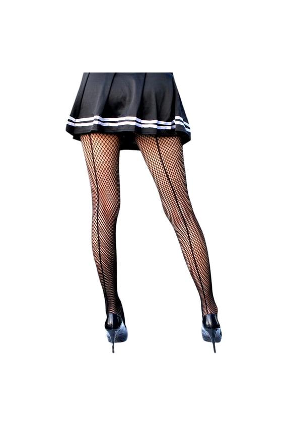 Back Seam Fishnet Pantyhose Vintage Vertical Line Stockings Sheer Backseam Tights