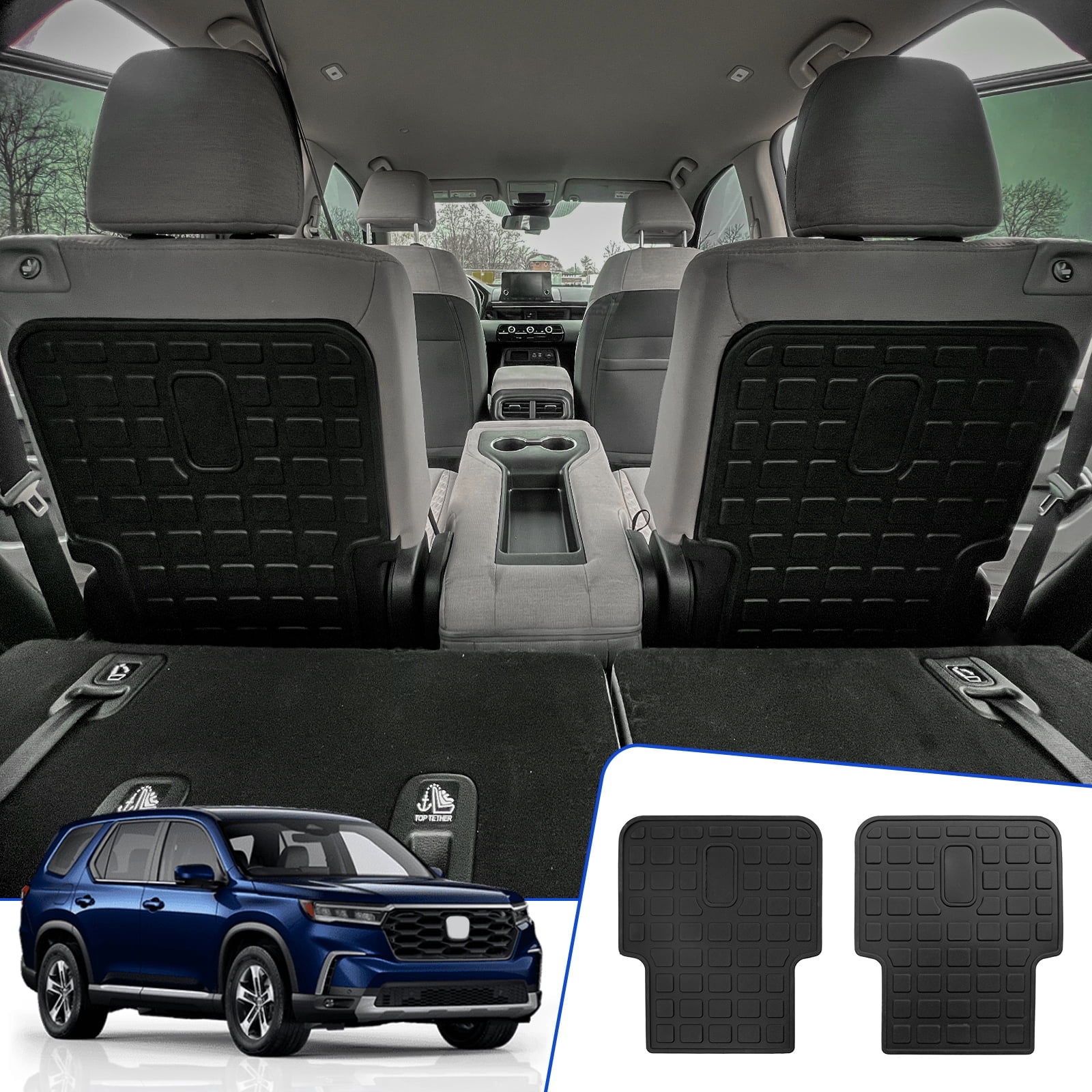 Back Seat Cover Protector for 2023 2024 2025 2026 Honda Pilot 7&8 Seats Back Seat Cover Kick Mats Trunk Mat Cargo Mat Cargo Liner Pilot Accessories (The 2nd Row Backrest Mats)