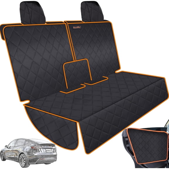 Back Seat Cover for Tesla Model Y/3 with 2 PCS Door Protector Easy to Install Rear Seat Protector for Kids/Dogs Protects Car Seat from Messes No Chemical Smell Bench Seat Cover for Model Y/3