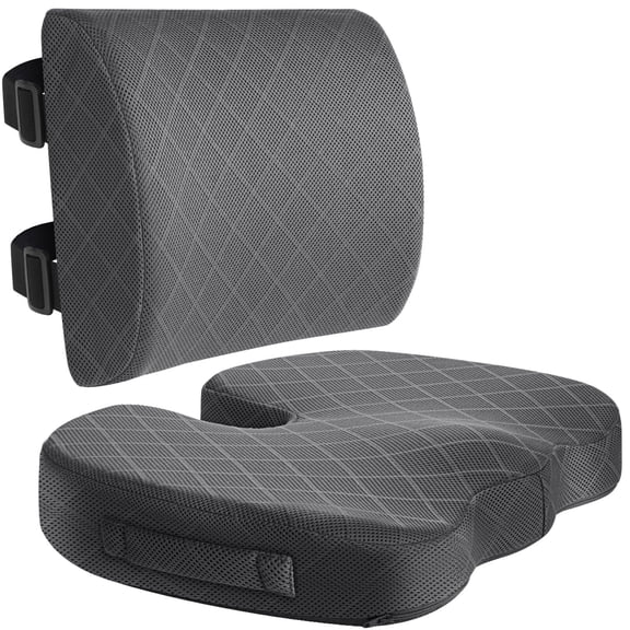 Back&Seat Cushion, Car Seat Office Chair Cushions, Sciatica & Back Coccyx Tailbone Pain Relief Chair Pad, Memory Foam Lumbar Support Pillow for Computer Desk, Wheelchair, Driving (Black)