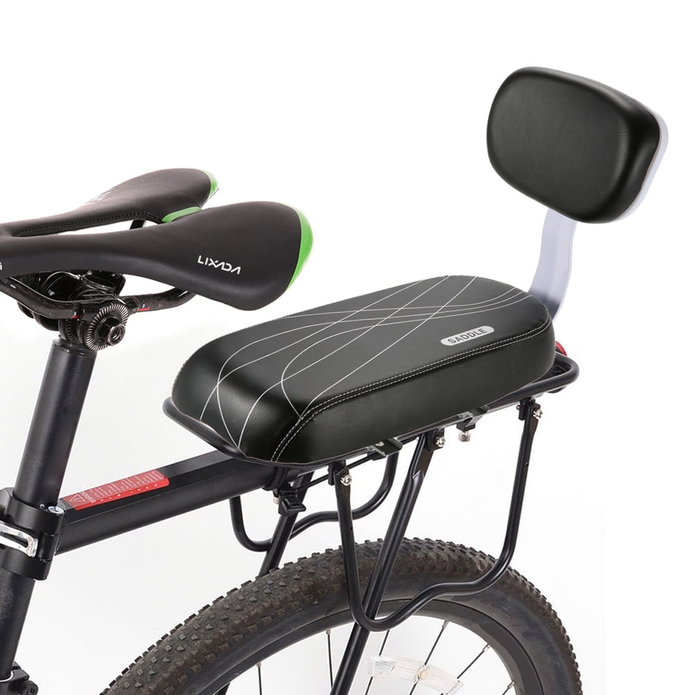 Back Seat Cycling Bike  MTB PU Leather Soft Cushion Rear Rack Seat Children Seat with Back Rest