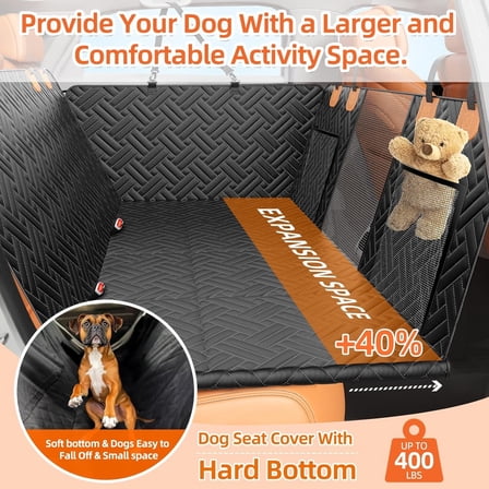 Back Seat Extender for Dogs,Hard Bottom Car Seat Cover for Dogs with Mesh Window,Waterproof Backseat Pet Cover Hard Bottom-Dog Car Seat Cover for Back Seat Dog Hammock for Car/SUV