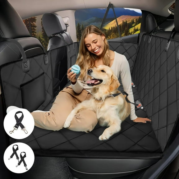 Back Seat Extender for Dogs-Large Space, Dog Car Seat Cover Hard Bottom Holds 400lbs, Sturdy Backseat Extender for Dogs, Waterproof Dog Hammock for Car Dog Car Bed for Car, SUV, Truck