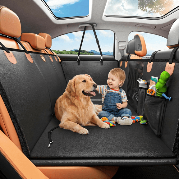 Back Seat Extender for Dogs, Waterproof Dog Car Seat Cover for Back Seat with Hard Bottom, 2025 Upgraded Material, Anti Scratch, Safer, Easy to Use and Clean, Holds 400lbs