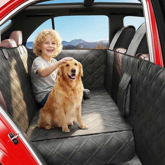 Back Seat Extender for Dogs – Waterproof Dog Seat Cover for Back Seat with Door Protection, Easy to Use and Clean, Hard Bottom, Holds 420 lbs Dog Hammock for Cars, SUVs & Small-Size Trucks