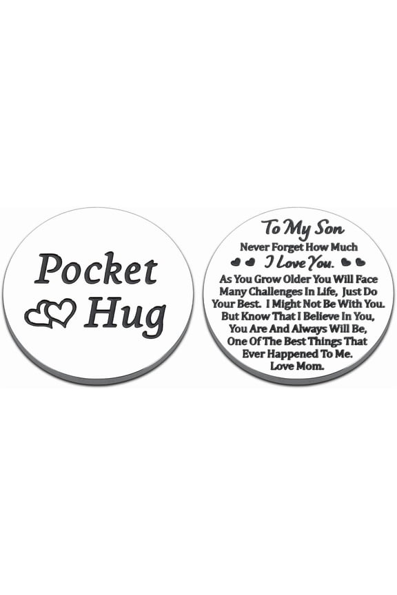 Back to Shcool Supplies for Sons, Dorm Room Essentials for Guys, Lovely Son Gifts from Mom, Son Pocket Hug Token, 18th Birthday Gift, 12-18 Year Old Mom Token for Teen, To My Sons Keychain