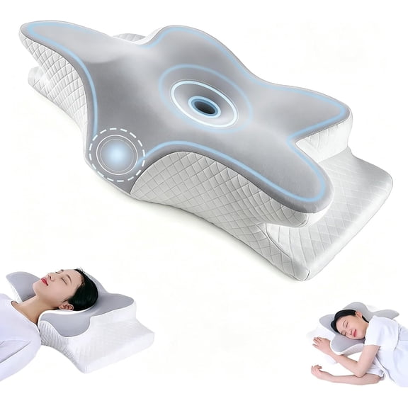 Back & Side Sleeper Bed Pillow, Djustable Support & Heat Dissipation Technology, Hypoallergenic Fill, Odorless Ergonomic Contour Memory Foam Pillows