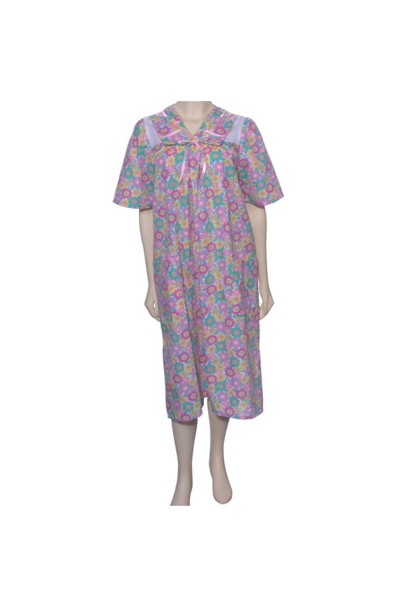 Back Snap Housecoat Duster with Pilgrim Collar