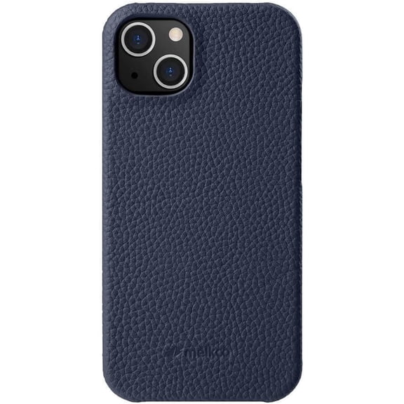 Back Snap Series Lai Chee Pattern Premium Leather Snap Cover Case for Apple iPhone 15 Plus Navy Blue Lai Chee Pattern