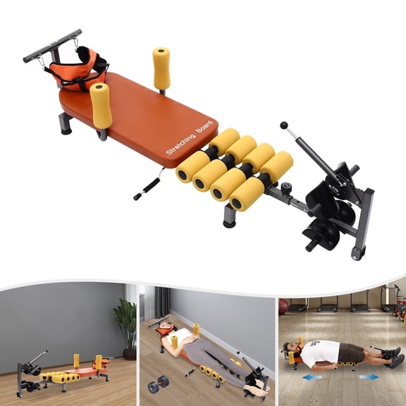 Back Stretch Bench for Spinal Decompression Inversion Table Alternative, Adjustable 4.76-5.91FT, 286.6lbs Capacity, Neck and Back Stretcher with Manual Traction Control for Home Gym Office