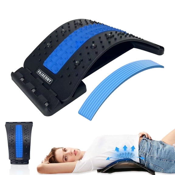 FAJAERNY 3-Level Adjustable Back Stretcher with Lumbar Support(Blue)