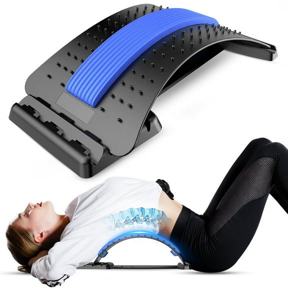 Back Stretcher for Lower Back Pain Relief, 4 Level Adjustable Lumbar Back Cracker Board, Back Cracking Device, Back Massager for Scoliosis, Spine Decompression and Lumbar Decompression(Black)