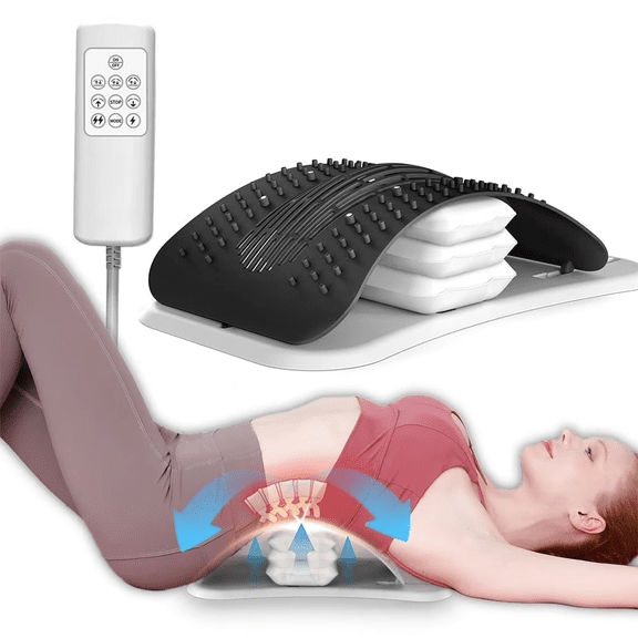 Back Stretcher for Lower Back Relief, Pneumatic Inflatable Lumbar Support Board with 3 Level Adjustable, Spine Decompression Massage Gifts for Women Men Mom