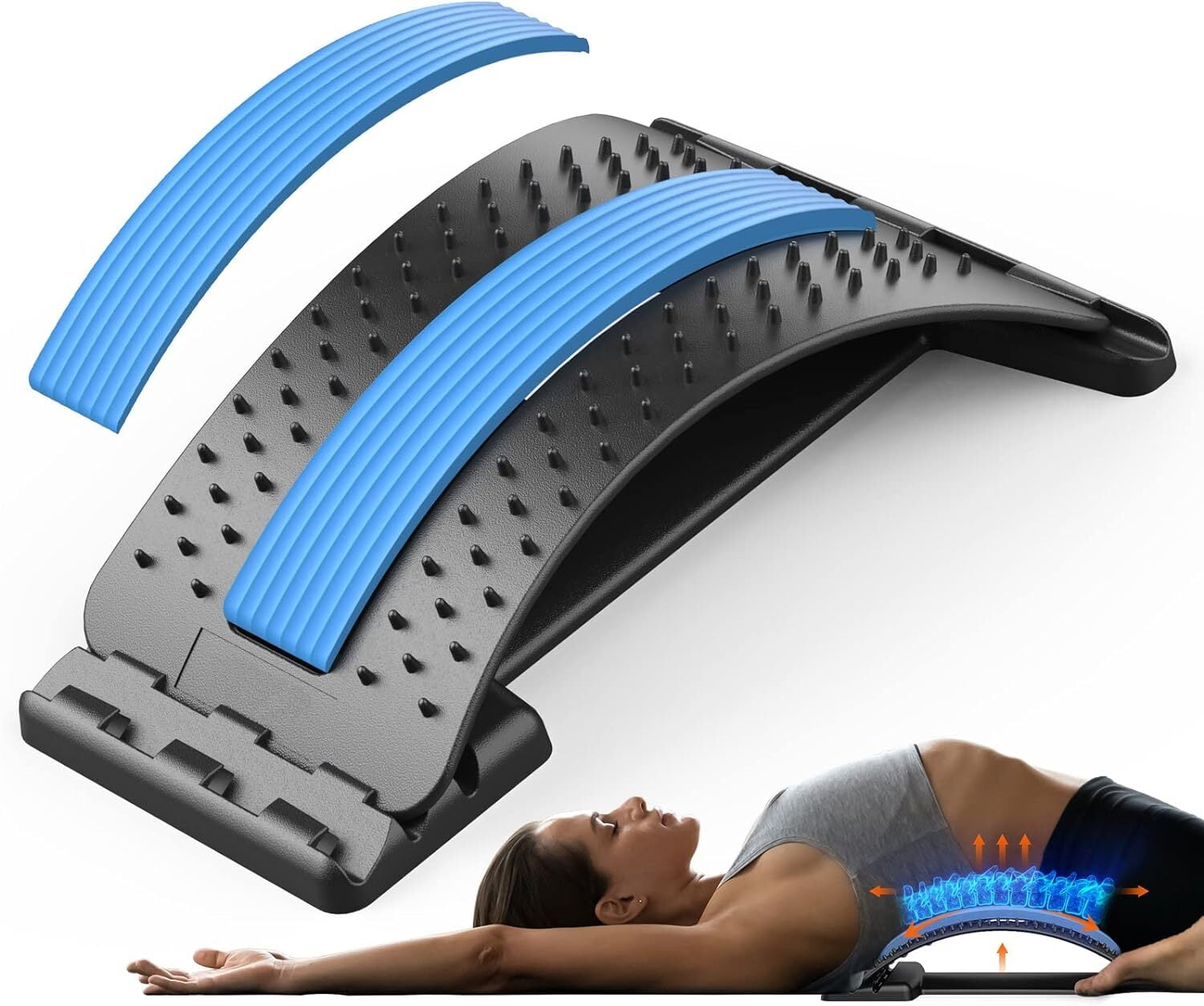 Back Stretcher for Lower Back Pain Relief, 3 Level Adjustable Lumbar
