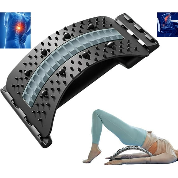 Back Stretcher, Lumbar Board, 3 Levels Adjustable Back Support Corrector, Spine Board Massager Lumbar Support, for Muscle Exercise Position Correction Spinal Sleeping