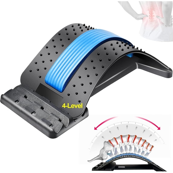 Back Stretcher for Lower & Upper Back Pain Relief - 4-Level Lumbar Support Massager, Spine Decompression for Scoliosis & Sciatica