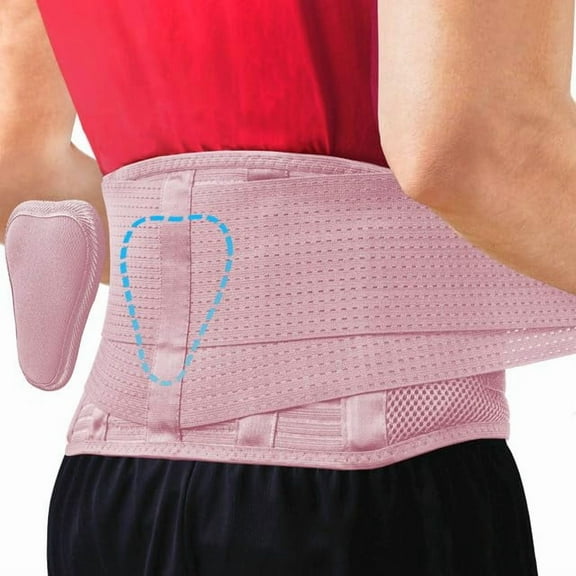 Back Support Belt - Immediate Relief from Back Pain, Herniated Disc - Breathable Brace With Lumbar Pad - Lower Backbrace - For Men & Women - Fits 2431 Waist (Pink-XS, Check Size Chart)