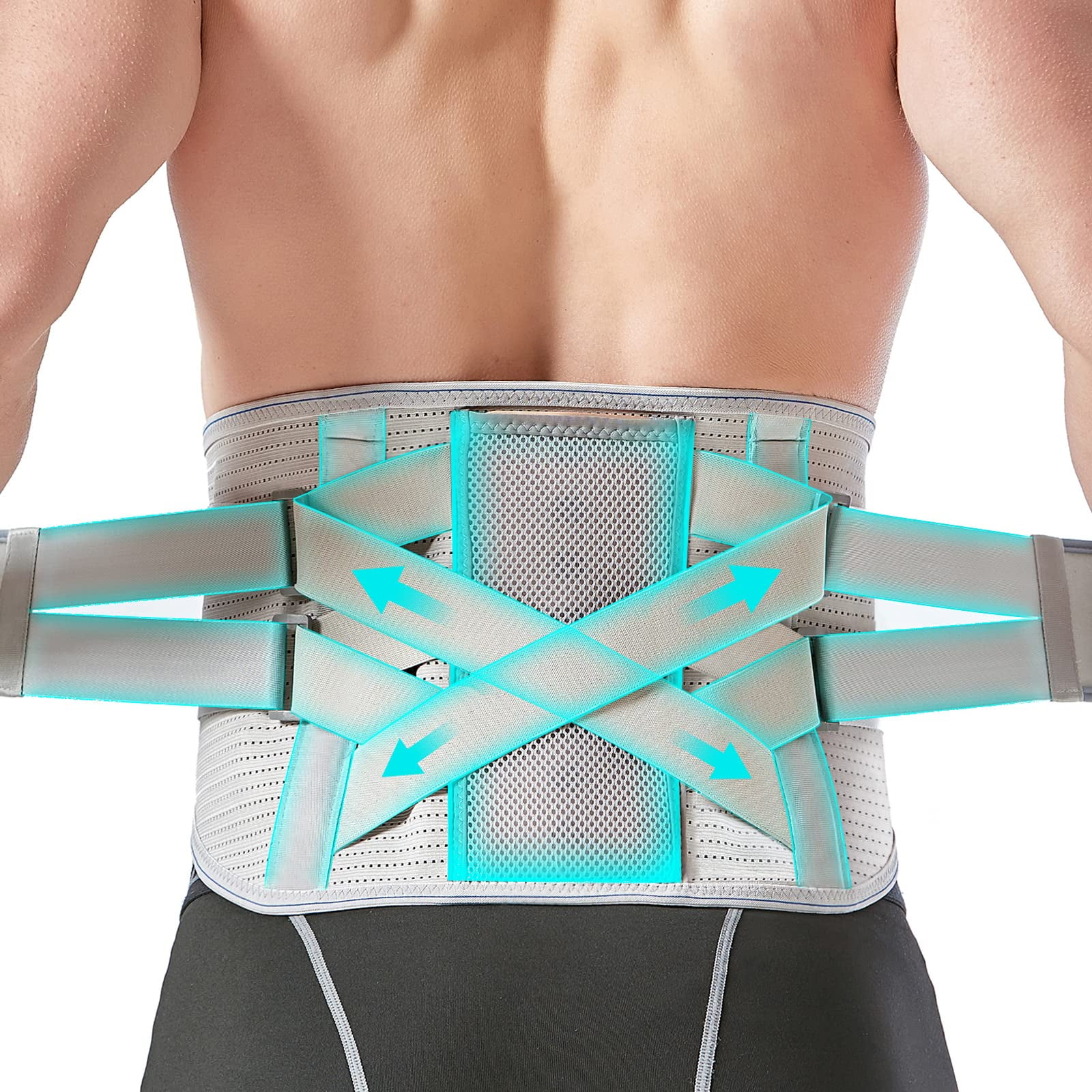 Back Support Brace, Lower Back Lumbar Support Belt Pain Relief for Women & Men Herniated Disc and Sciatica, Grey XL