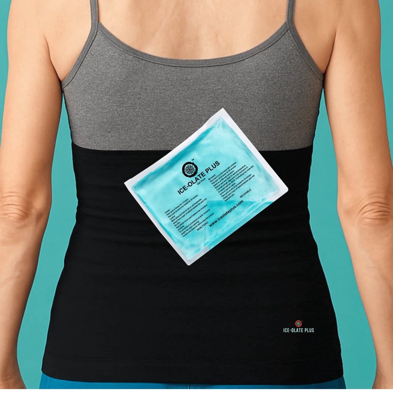 Back Support Brace with Reusable Hot & Cold Gel Pack, Adjustable Compression Back Wrap for Daily Support, Work, Exercise and Post-Workout Recovery - ICE-OLATE PLUS - S