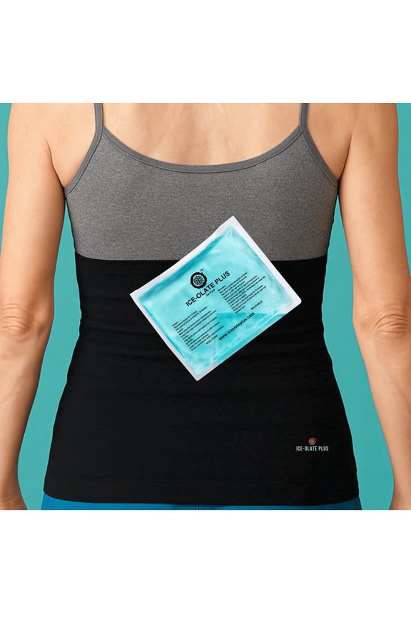 Back Support Brace with Reusable Hot & Cold Gel Pack, Adjustable Compression Back Wrap for Daily Support, Work, Exercise and Post-Workout Recovery - ICE-OLATE PLUS - S