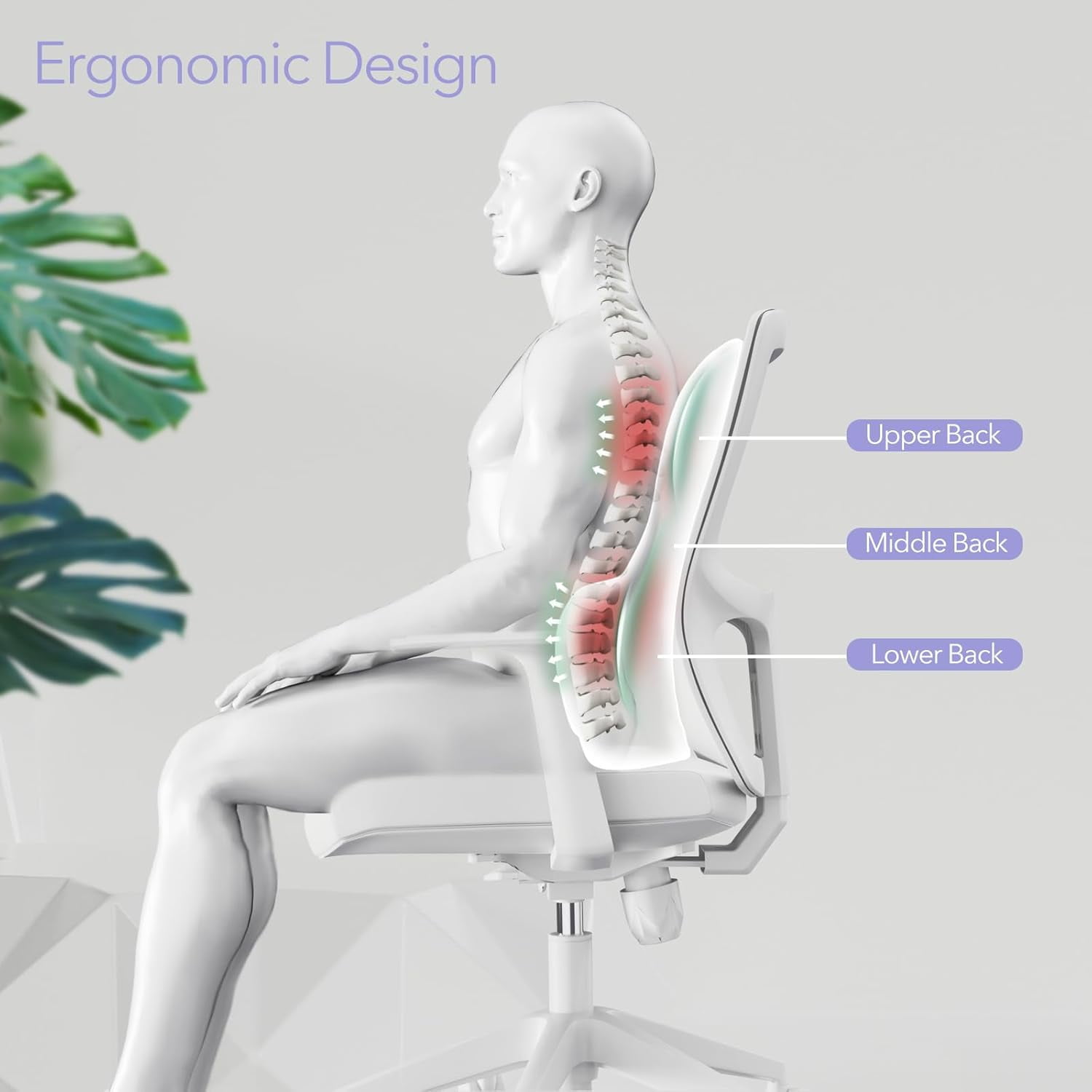 Back Support for Office Chair Ergonomic Memory Foam Lumbar Pillow and