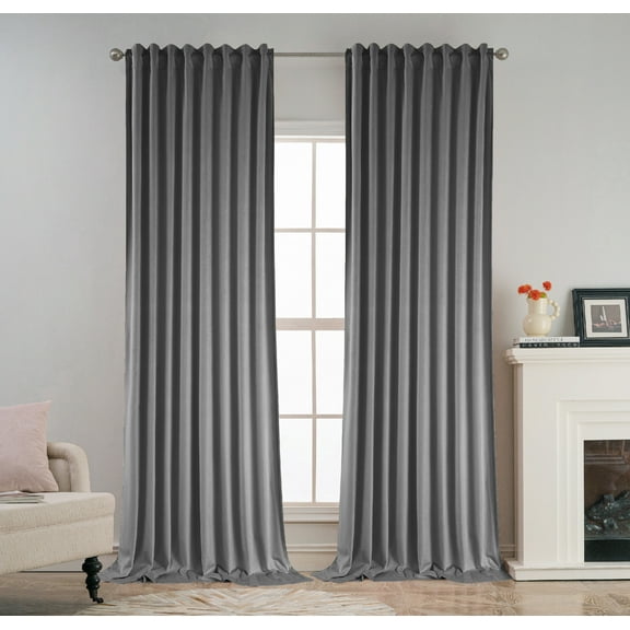 Back Tab Curtains, 2-Panel Set Rod Pocket & Pinch Pleat Design Light-Filtering & Thermal Insulation Ideal for Living Room, Bedroom & Office Windows