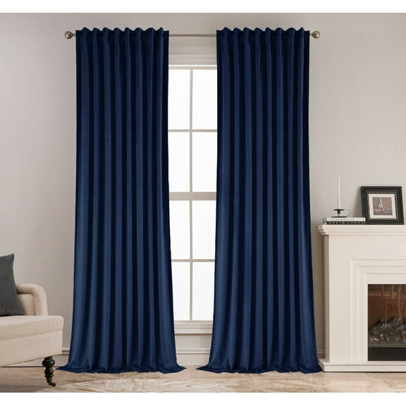 Back Tab Curtains, 2-Panel Set Rod Pocket & Pinch Pleat Design Light-Filtering & Thermal Insulation Ideal for Living Room, Bedroom & Office Windows