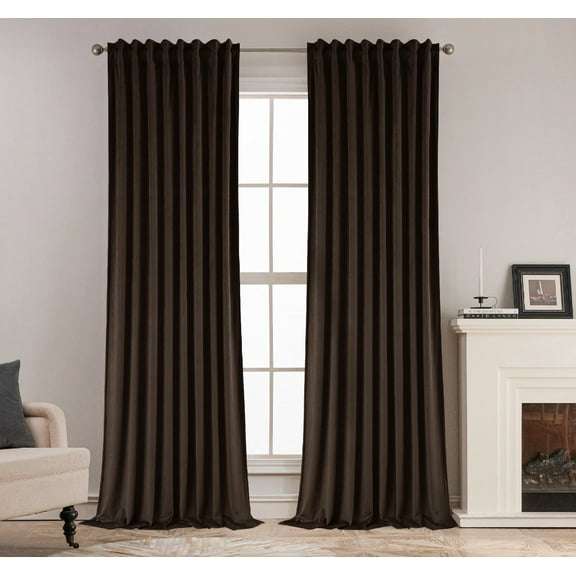 Back Tab Curtains, 2-Panel Set Rod Pocket & Pinch Pleat Design Light-Filtering & Thermal Insulation Ideal for Living Room, Bedroom & Office Windows