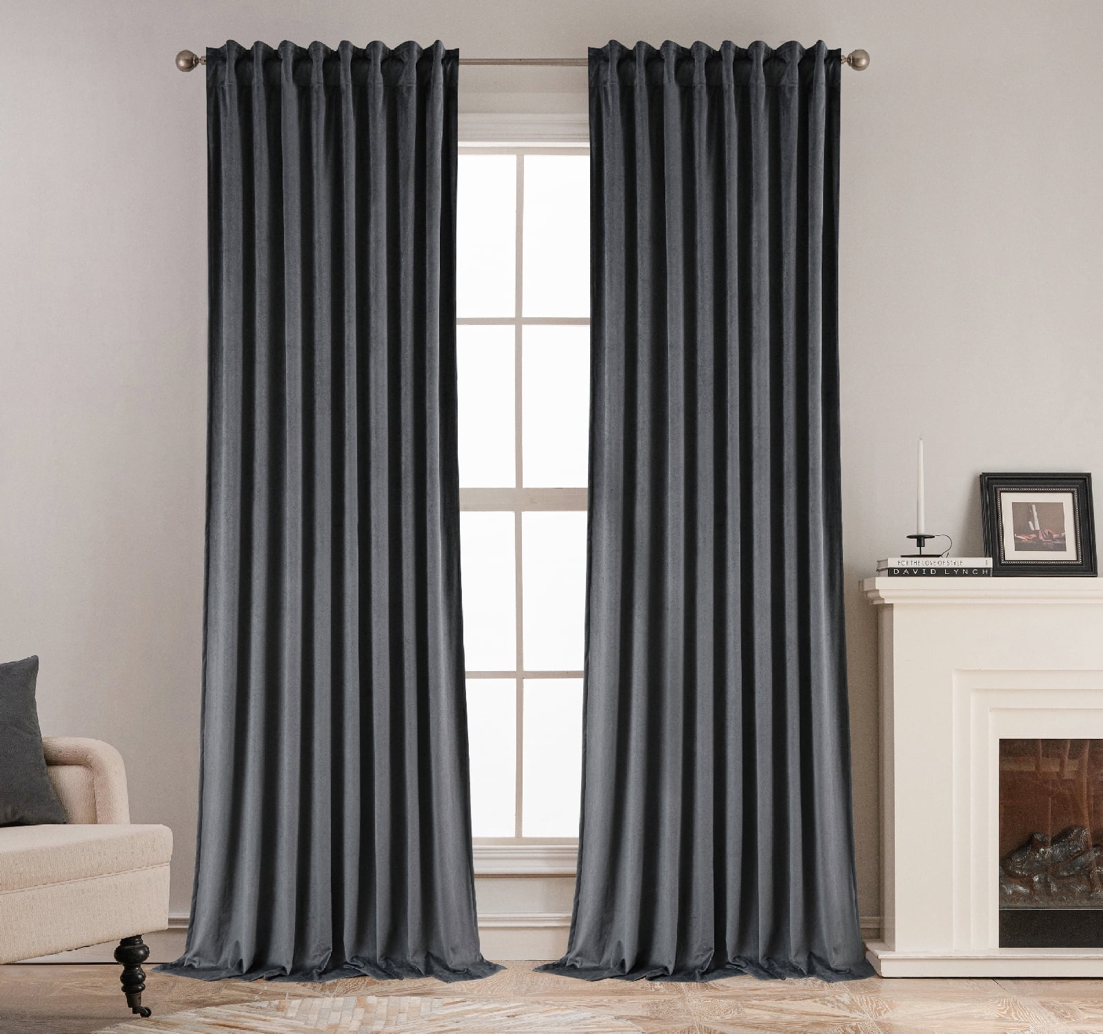 Back Tab Curtains, 2-Panel Set Rod Pocket & Pinch Pleat Design Light-Filtering & Thermal Insulation Ideal for Living Room, Bedroom & Office Windows