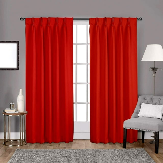 Back Tab/ Rod Pocket Blackout Curtains Thermal Insulated Solid 100% Polyster Curtains Panel, Window Drapes for Living Room, Bedroom & Window Hall (Set of 2 Panels, 42" W x 108" L) { Blood Red }
