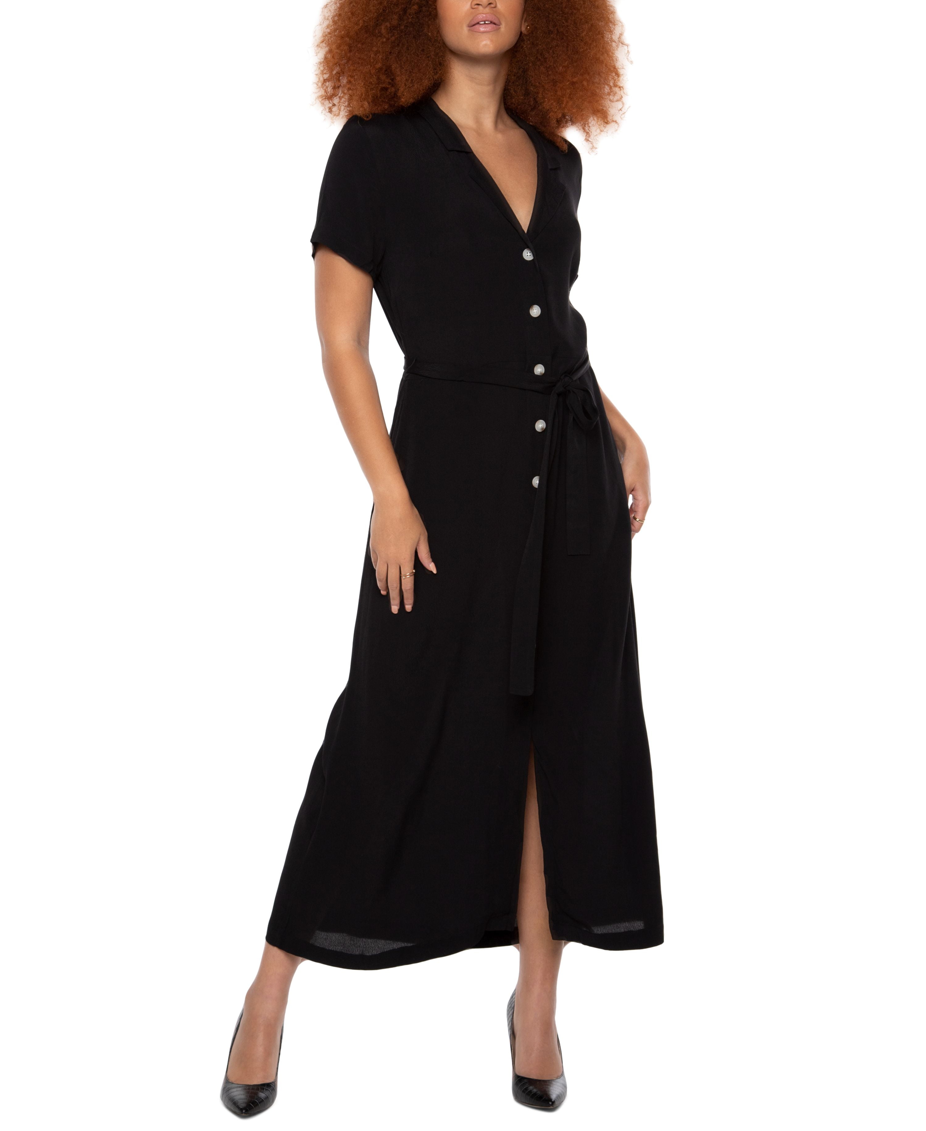 Back Tape Button Down Maxi Dress Black S - Walmart.com