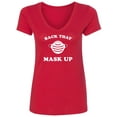 thumbnail image 1 of Back That Mask Up Womens V-Neck T-Shirt, 1 of 2