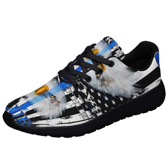 Back The Blue American Flag Eagle Shoes Women's Fashion Sneakers Tennis Running Shoes for Men Women Black Size 10.5
