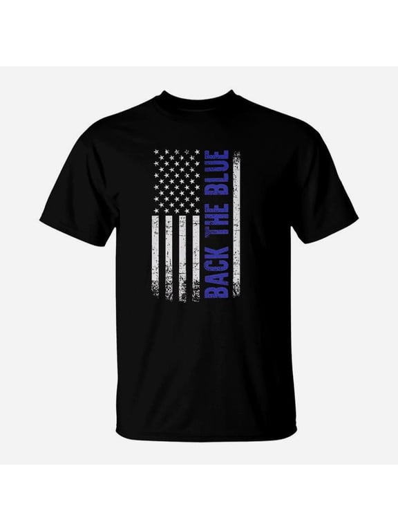 Back The Blue American Flag Raw Edge Raglan TShirt