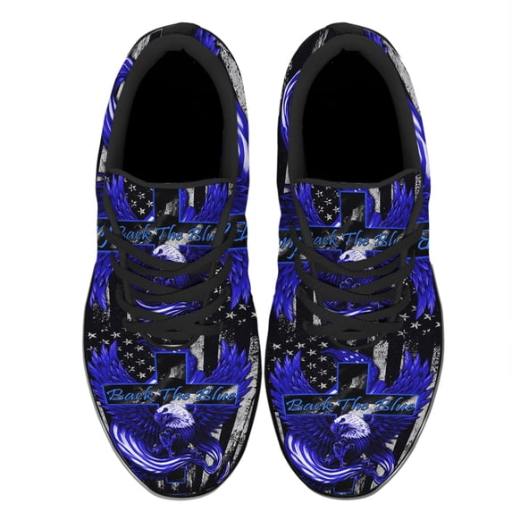 Back The Blue American Flag Us Shoes Women's Fashion Sneakers Tennis Running Shoes for Men Women Black Size 4