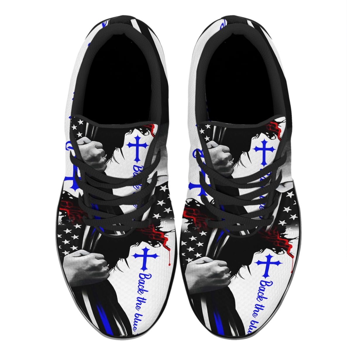 Back The Blue Jesus Shoes Women's Fashion Sneakers Tennis Running Shoes for Men Women Black Size 3.5