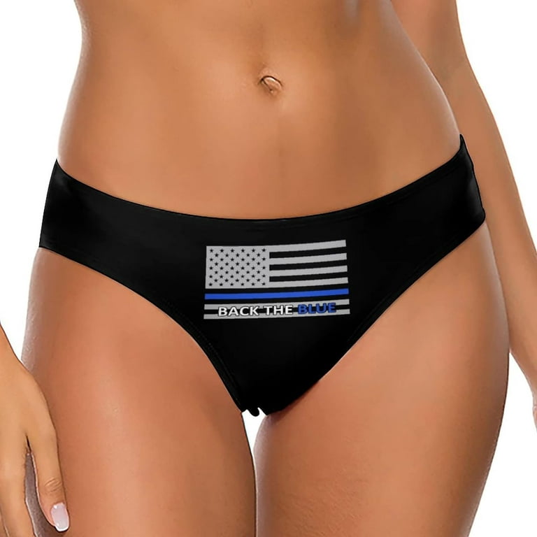 Back The Blue Police Line Flag Women's Underwear Thongs Sexy Breathable  T-Back Panties 