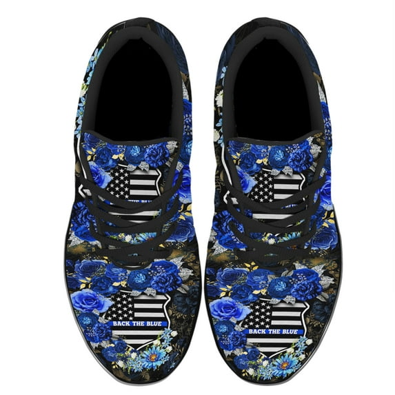 Back The Blue Police Officer Shoes Women's Fashion Sneakers Tennis Running Shoes for Men Women Black Size 12