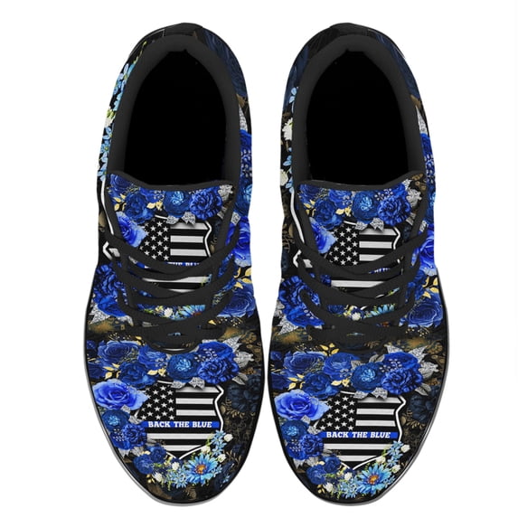 Back The Blue Police Officer Shoes Women's Fashion Sneakers Tennis Running Shoes for Men Women Black Size 8.5