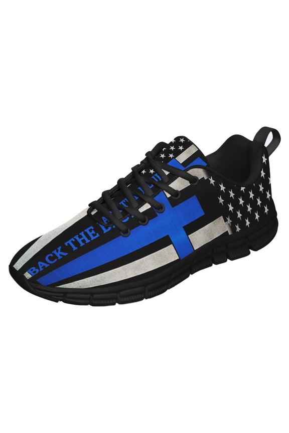 Back The Blue Police Running Shoes Sneakers Mesh Black Size 12