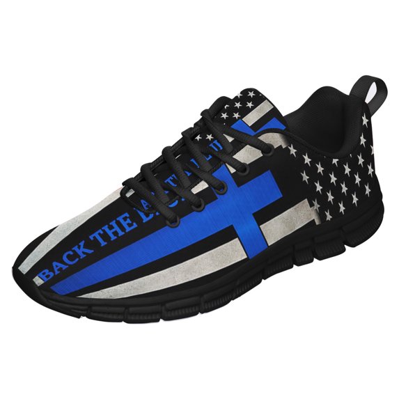 Back The Blue Police Running Shoes Sneakers Mesh Black Size 3.5