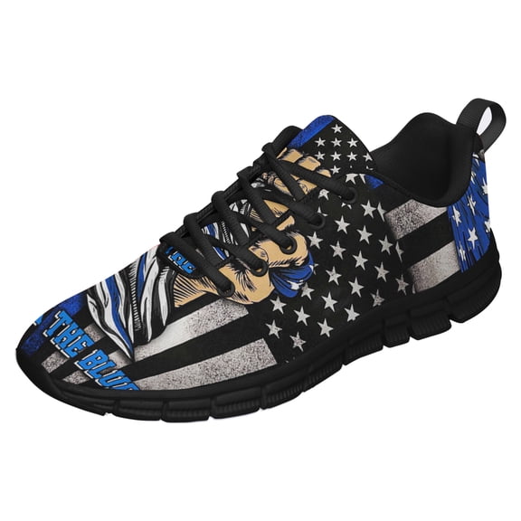 Back The Blue Police Running Shoes Sneakers Mesh Black Size 3.5