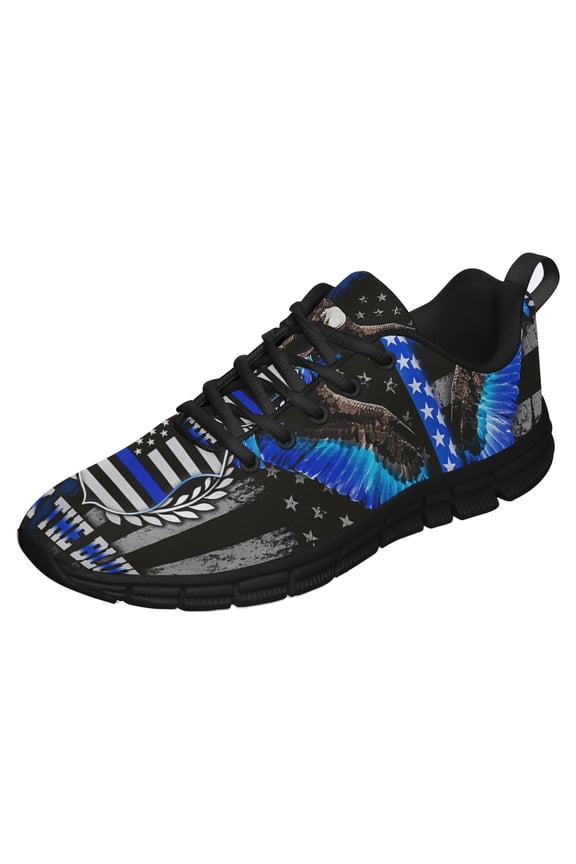 Back The Blue Police Running Shoes Sneakers Mesh Black Size 8