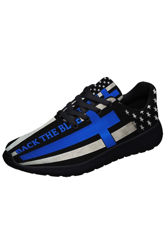 Back The Blue Police Shoes Sneakers for Women Men Black Size 13