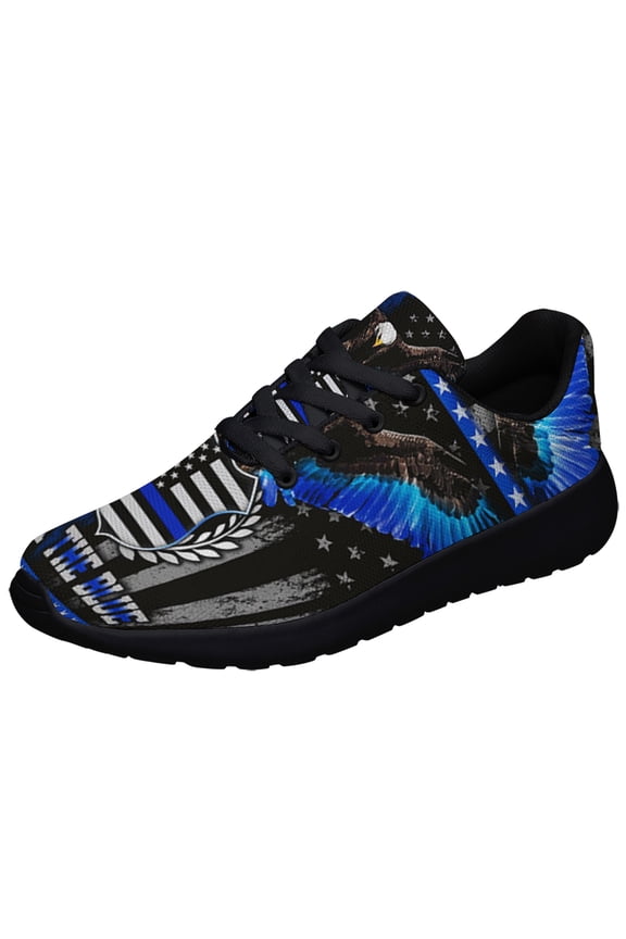 Back The Blue Police Shoes Sneakers for Women Men Black Size 8