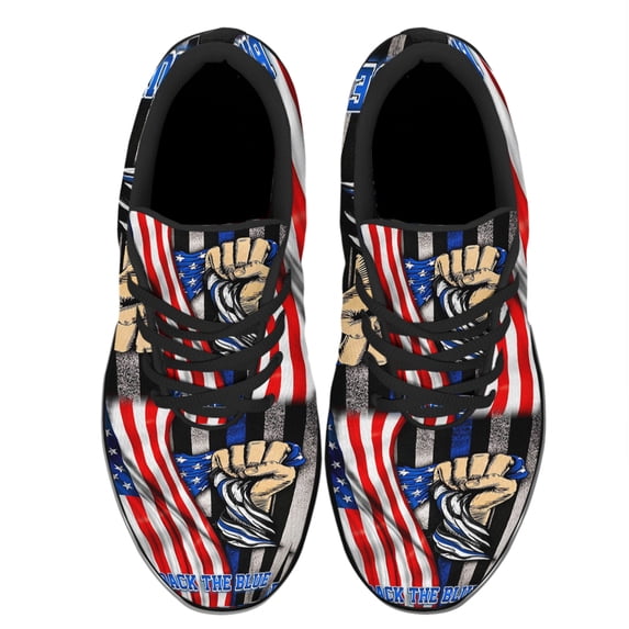 Back The Blue Police Shoes Women's Fashion Sneakers Tennis Running Shoes for Men Women Black Size 10.5